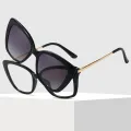 Magnetic - Cat-eye Black Clip On Sunglasses for Women